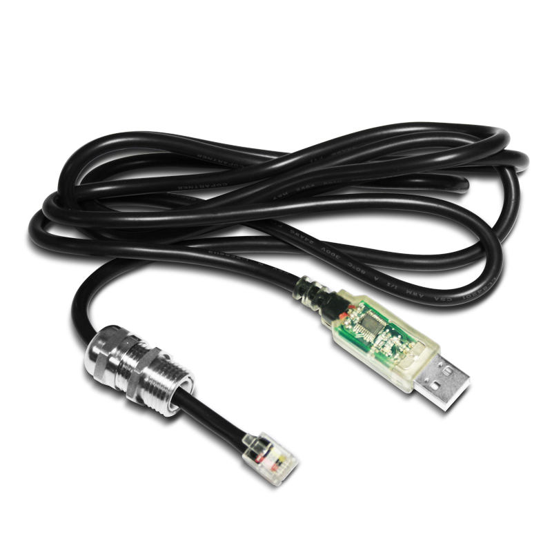 Bild von Konverterkabel USB PC / RS232, L=1,5m, mit PG9-Verschraubung. Anschlüsse USB/RJ11. Zum Anschluss an Wäge-Indikatoren mit Schutzart IP65 und IP68.