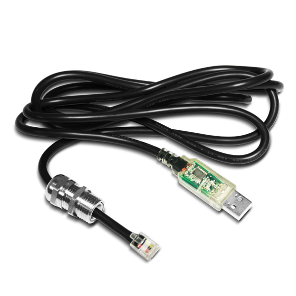Bild von Konverterkabel USB PC / RS232, L=1,5m, mit PG9-Verschraubung. Anschlüsse USB/RJ11. Zum Anschluss an Wäge-Indikatoren mit Schutzart IP65 und IP68.